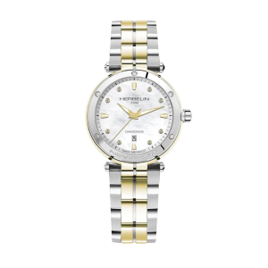 Ladies   MICHEL HERBELIN : Mother Of Pearl Dial Two Tone case Quartz Movement 100m Water Resistant Without Screw in Crown With Two Tone Strap