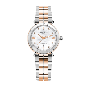 Ladies   MICHEL HERBELIN : Mother Of Pearl Dial ROSE GOLD DIAL Quartz Movement 50m Water Resistant Without Screw in Crown With Two Tone Strap