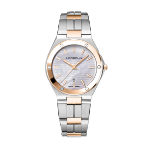 Ladies   MICHEL HERBELIN : Mother Of Pearl Dial Stainless Steel Case Quartz Movement 100m Water Resistant Without Screw in Crown With Two Tone Strap