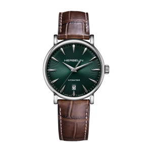 Mens  MICHEL HERBELIN : Green Dial Stainless Steel Case Automatic movement Water Resistant Without Screw in Crown With Leather Strap
