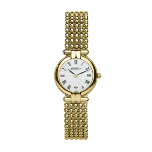 Ladies   MICHEL HERBELIN : Mother Of Pearl Dial GOLD PLATED CASE Quartz Movement 50m Water Resistant Without Screw in Crown With Gold Plated Strap