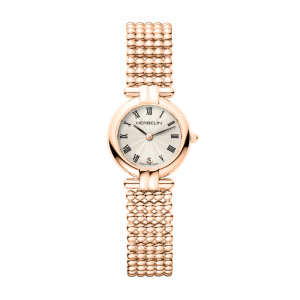 Ladies   MICHEL HERBELIN : White Dial ROSE GOLD PLATED CASE Quartz Movement 30m Water Resistant Without Screw in Crown With Rose Gold Plated Strap