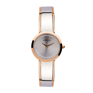 Ladies  MICHEL HERBELIN : Silver dial STAINLESS STEEL CASE quartz movement Water Resistant without screw in crown with two tone strap