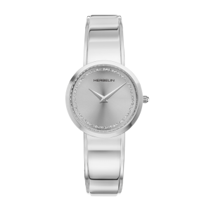 Ladies  MICHEL HERBELIN : Silver dial STAINLESS STEEL case quarts movement water resistant without screw in crown with stainless steel strap