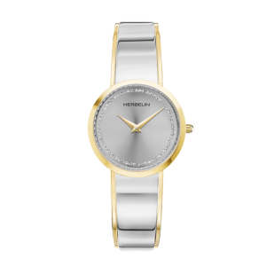 Ladies  MICHEL HERBELIN : Silver dial Stainless Steel case quarts movement water resistant without screw in crown with two tone strap