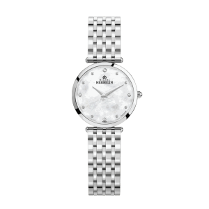 Ladies   MICHEL HERBELIN : Mother Of Pearl Dial Stainless Steel Case Quartz Movement Water Resistant Without Screw in Crown With Stainless Steel Strap