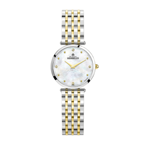 Ladies   MICHEL HERBELIN : Mother Of Pearl Dial Stainless Steel Case Quartz Movement Water Resistant Without Screw in Crown With Two Tone Strap