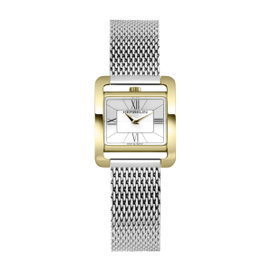 Ladies   MICHEL HERBELIN : White Dial GOLD PLATED CASE Quartz Movement 30m Water Resistant Without Screw in Crown With Mesh Strap