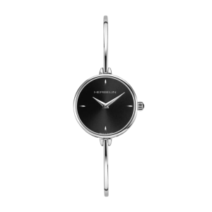 Ladies   MICHEL HERBELIN : Black Dial Stainless Steel Case Quartz movement 30m Water Resistant Without Screw in Crown With Two Tone Strap