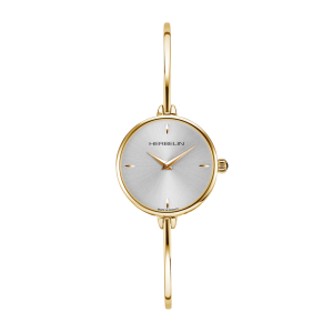 Ladies   MICHEL HERBELIN : Silver Dial Gold Plated Case Quartz Movement Water Resistant Without Screw in Crown With Gold Plated Strap