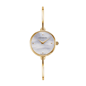 Ladies   MICHEL HERBELIN : Mother Of Pearl Dial Gold Plated Case Quartz Movement Water Resistant Without Screw in Crown With Gold Plated Strap