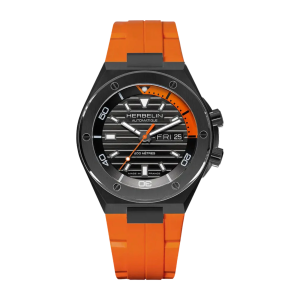 Mens  MICHEL HERBELIN : Black Dial IP Black Case Automatic movement 200m Water Resistant With Screw in Crown With Rubber Strap