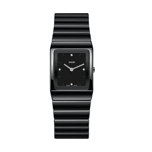 Mens  RADO : Black Dial Ceramic Case Quartz Movement 50m Water Resistant Without Screw in Crown With Ceramic Strap