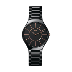 Ladies   RADO : Black Dial CERAMIC CASE Quartz Movement Water Resistant Without Screw in Crown With Ceramic Strap