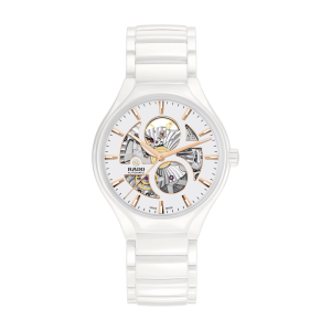 Ladies   RADO : Skeleton Dial CERAMIC CASE Automatic movement 50m Water Resistant Without Screw in Crown With Ceramic Strap