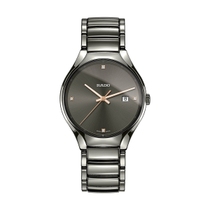 Mens  RADO : Black With Diamond Dial CERAMIC CASE Quartz Movement 50m Water Resistant Without Screw in Crown With Ceramic Strap