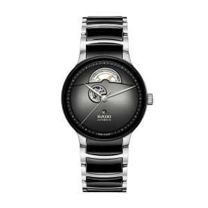 Mens  RADO : Black Dial STAINLESS STEEL CASE Automatic movement 50m Water Resistant Without Screw in Crown With Two Tone Ceramic Strap