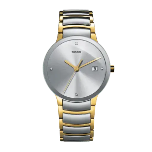 Mens RADO : Silver  Dial gold plated case quartz movement  30m Water Resistant with two tone strap