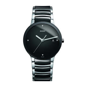 Mens RADO BLK Dial Stainless Steel case quartz movement 30m Water Resistant with Two Tone Ceramic Strap