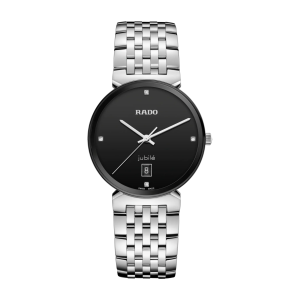 Mens  RADO : Black With Diamond Dial STAINLESS STEEL CASE Quartz Movement 50m Water Resistant Without Screw in Crown With Stainless Steel Strap