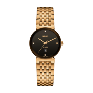 Ladies   RADO : Brown With Diamond Dial ROSE GOLD PLATED CASE Quartz Movement 50m Water Resistant Without Screw in Crown With Rose Gold Plated Strap