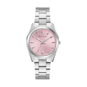 Bulova Surveyor Pink Dial Stainless Steel Quartz Watch 96L348
