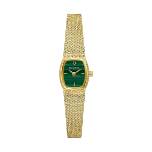 Bulova Goddess Of Time Green Dial Gold PVD Quartz Watch 97L184