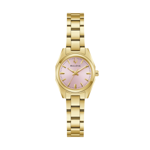 Bulova Surveyor Mini Pink Dial Gold PVD Quartz Watch 97L187