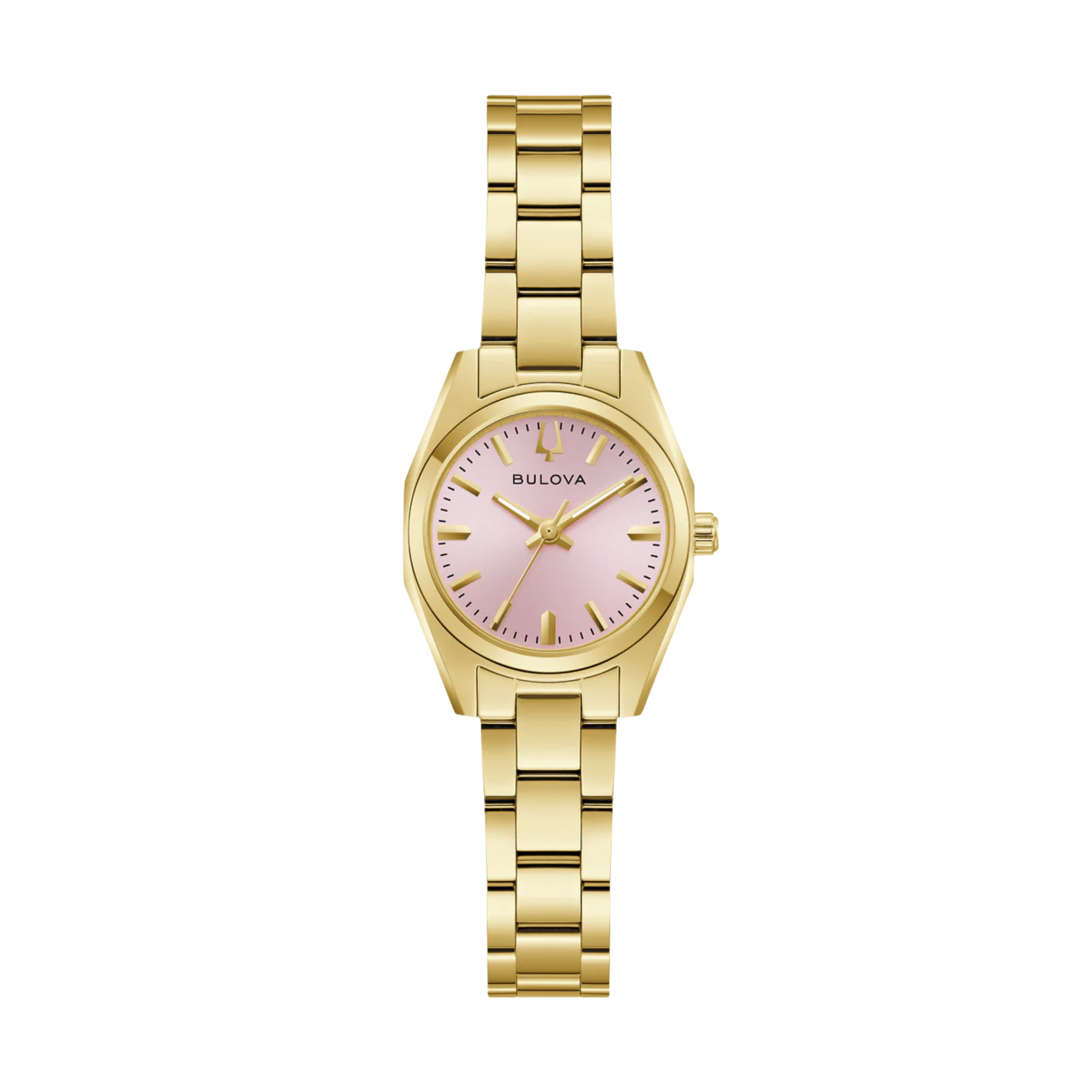 Bulova Surveyor Mini Pink Dial Gold PVD Quartz Watch 97L187