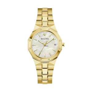 Bulova Classic Prestige Mother of Pearl Dial Gold PVD Quartz Watch 97M119