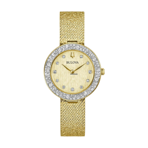 Bulova Crystal Collection Gold Dial Gold PVD Quartz Watch 98L321