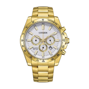 Citizen Classic Sport Chrono White Dial Gold PVD Quartz Watch AN823253A
