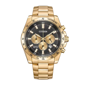 Citizen Classic Sport Chrono Black Dial Rose Gold PVD Quartz Watch AN823351E