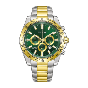 Citizen Classic Sport Chrono Green Dial Two Tone Quartz Watch AN823458X
