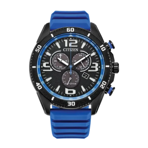 Citizen Classic Sport Chrono Black Dial Rubber Solar Watch AT258605E
