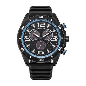 Citizen Classic Sport Chrono Black Dial Rubber Solar Watch AT258702E