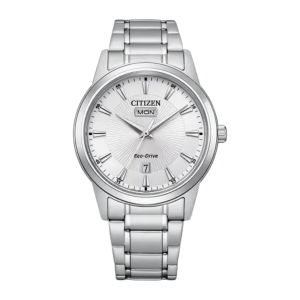 Citizen Eco Drive Dress Silver Dial Stainless Steel Solar Watch AW010086A