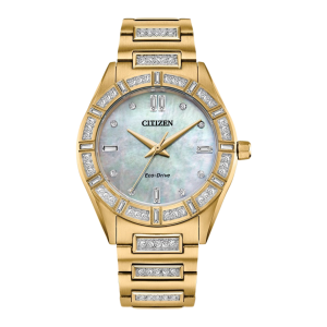 Citizen Eco Drive Dress Mother of Pearl Dial Gold PVD Solar Watch EM102251D