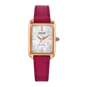 Citizen Eco Drive Dress Mother of Pearl Dial Leather Solar Watch EM119308D