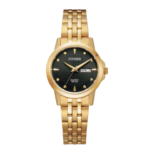 Citizen Classic Quartz Black Dial Gold PVD Quartz Watch EQ060359F