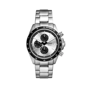 Fossil Autocross Silver Dial Stainless Steel Chronograph Watch FS6124