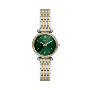 Fossil Carlie Green Dial Two Tone Quartz Watch ES5439