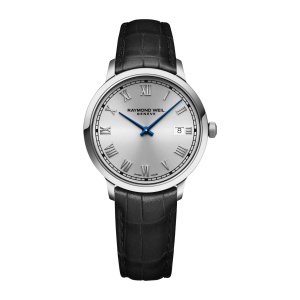 Mens  RAYMOND WEIL : Silver Dial STAINLESS STEEL CASE Quartz Movement 50m Water Resistant Without Screw in Crown With Leather Strap