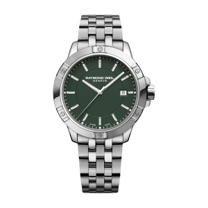 Mens  RAYMOND WEIL : Green Dial Stainless Steel Case Quartz Movement 300m Water Resistant Without Screw in Crown With Stainless Steel Strap