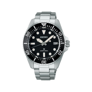 Seiko Black Dial Stainless Steel Solar Watch SNE597P1
