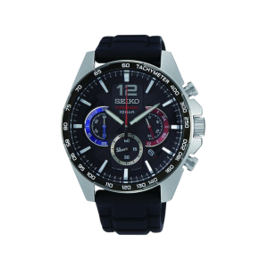 Seiko Black Dial Stainless Steel Chronograph Watch SSB347P1