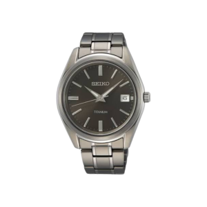 Seiko Grey Dial Titanium Quartz Watch SUR375P1