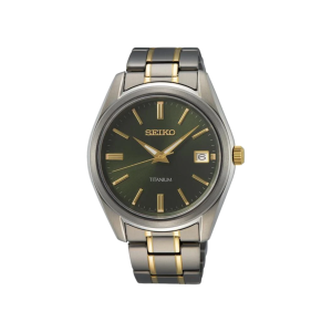 Seiko Green Dial Titanium Quartz Watch SUR377P1