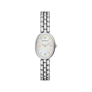 Armani Mother Of Pearl Dial Stainless Steel Case Quartz Movement 50M Water Resistant Without Screw In Crown With Stainless Steel Strap