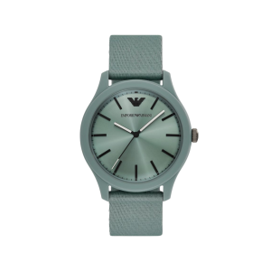 Armani Green Dial Plastic Case Quartz Movement 50M Water Resistant Without Screw In Crown With Nylon Strap